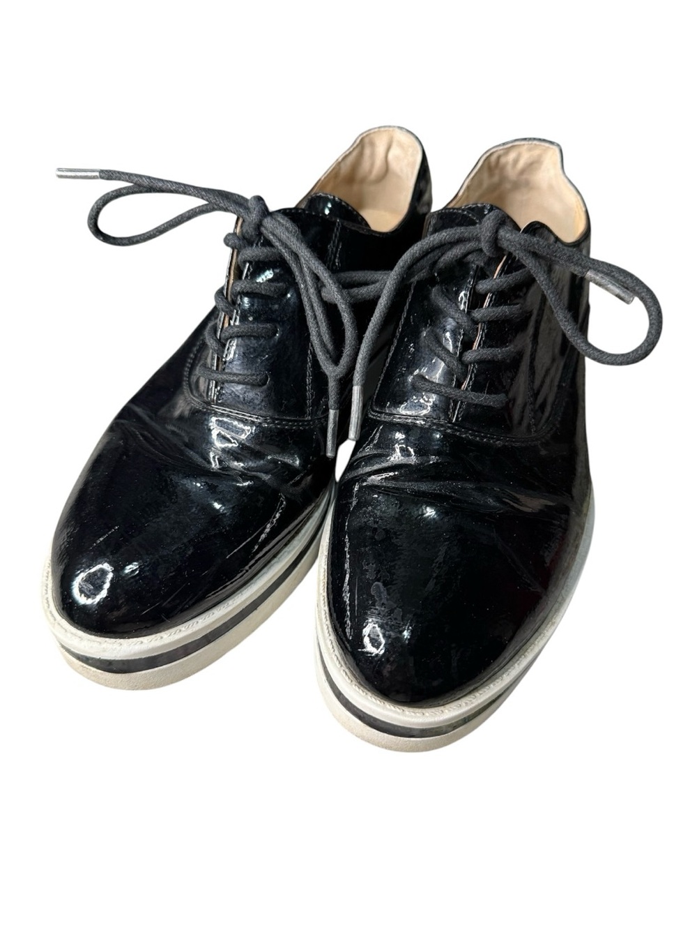 Madden Girl Black Patent Platform Oxford Lace Up Shoes Women’s Size 8